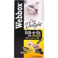 Webbox Cats Delight Lick-e-lix Cat Treats Chicken 5x15g